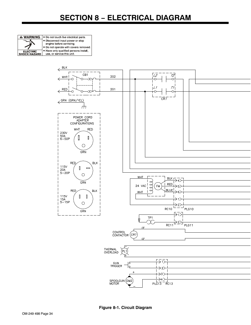 Section 8 − electrical diagram | Hobart Welding Products HANDLER 210 MVP User Manual | Page 38 / 56