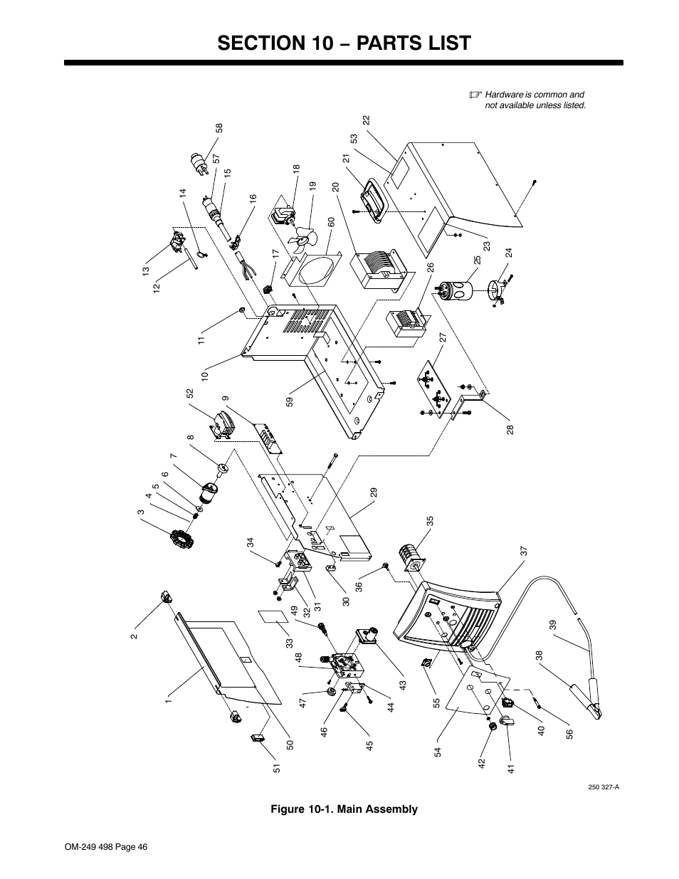 Section 10 − parts list | Hobart Welding Products HANDLER 210 MVP User Manual | Page 50 / 56