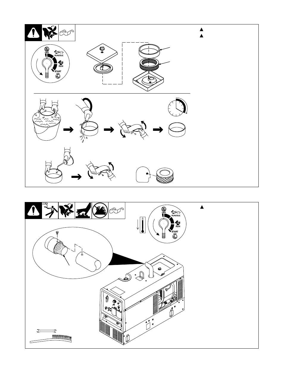 3. servicing air cleaner, 4. servicing optional spark arrestor | Hobart Welding Products ARCSTAR 280 NT User Manual | Page 28 / 52