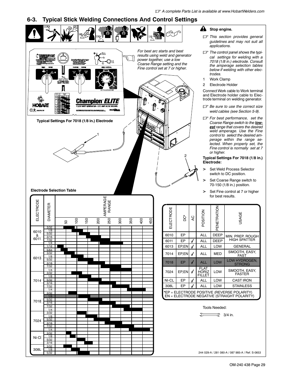 Hobart Welding Products CHAMPION ELITE OM-240 438B User Manual | Page 33 / 72