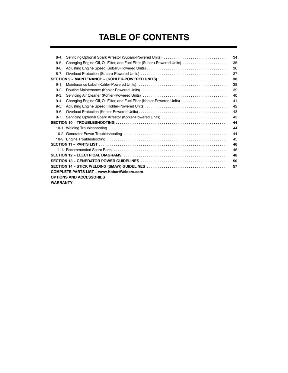 Hobart Welding Products CHAMPION ELITE OM-240 438B User Manual | Page 4 / 72