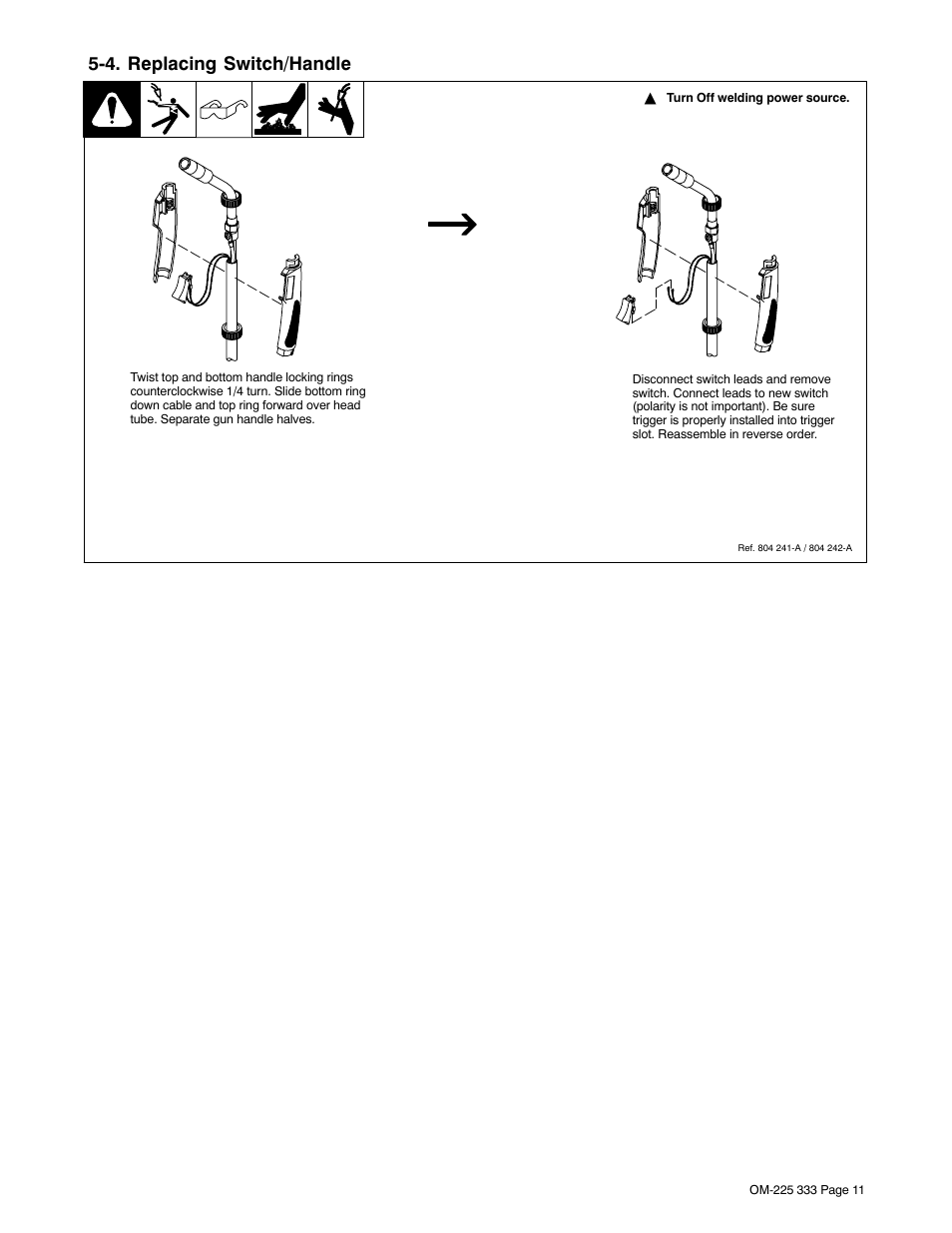 4. replacing switch/handle | Hobart Welding Products H-9B Gun User Manual | Page 15 / 20