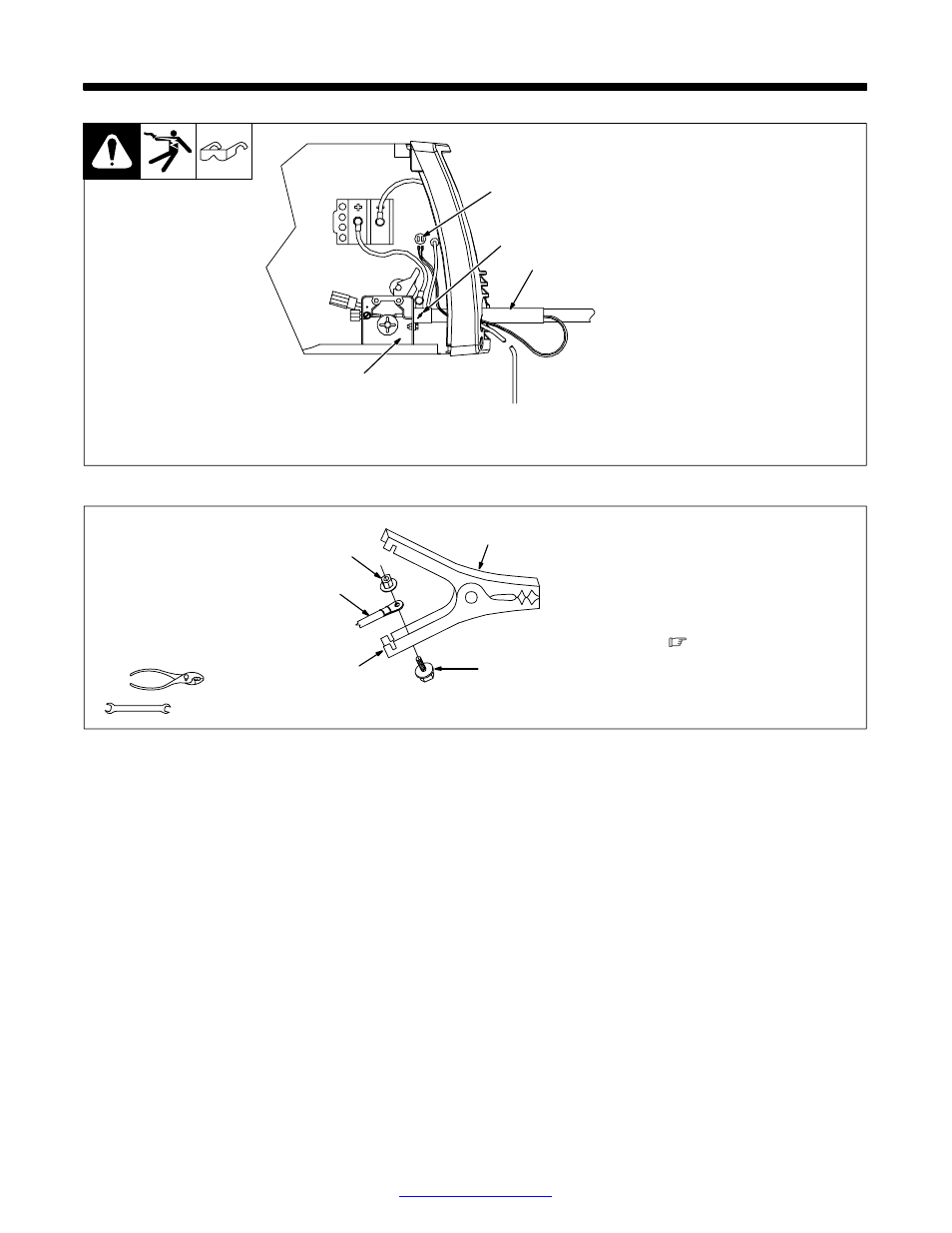 Section 4 − installation, Installing welding gun, Installing work clamp | 1. installing welding gun, 2. installing work clamp | Hobart Welding Products HANDLER OM-925 217 694A User Manual | Page 16 / 52