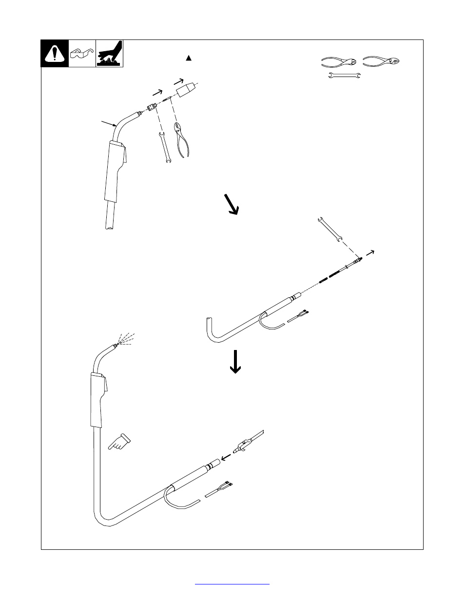 Cleaning or replacing gun liner, 6. cleaning or replacing gun liner | Hobart Welding Products HANDLER OM-925 217 694A User Manual | Page 30 / 52