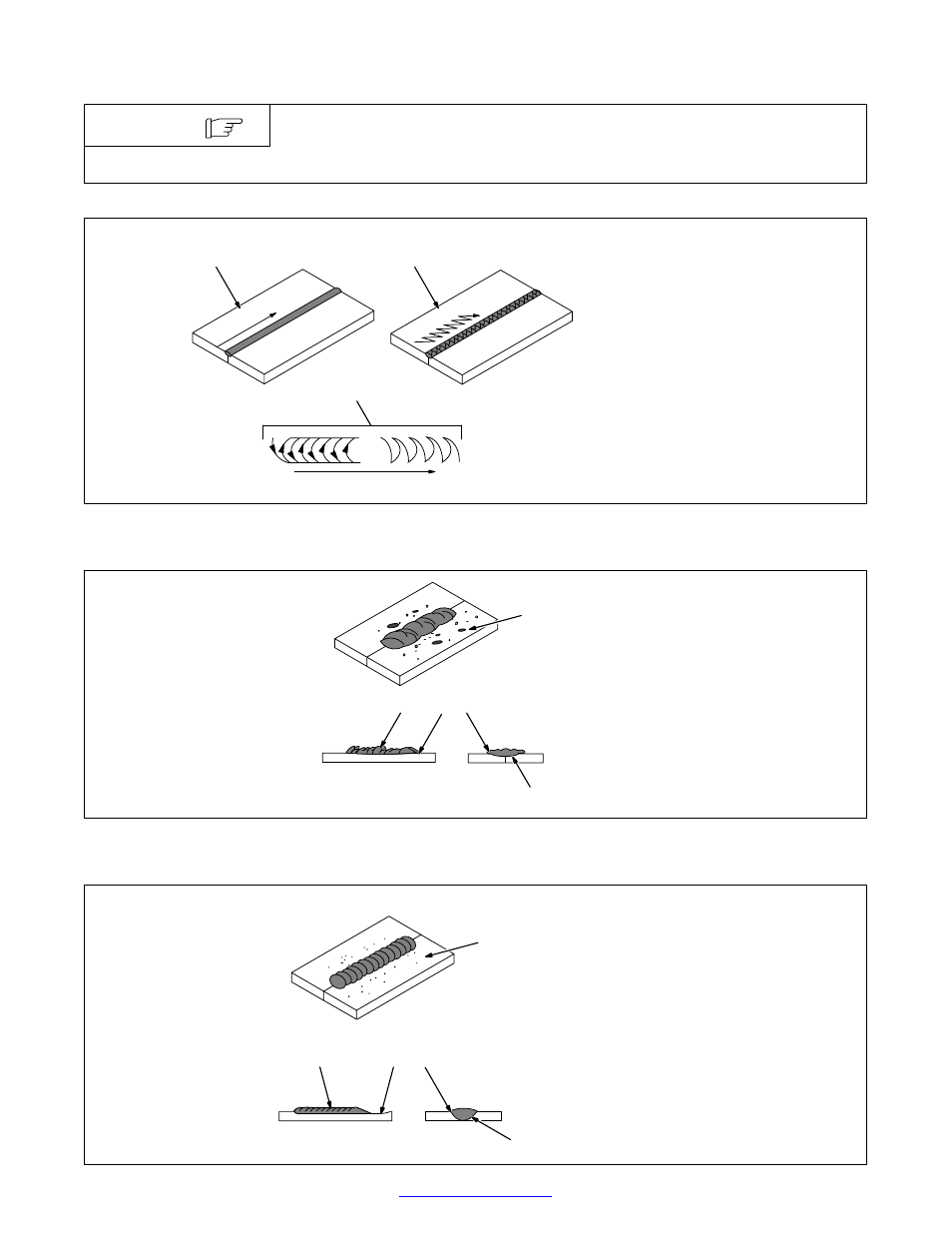 Gun movement during welding, Poor weld bead characteristics, Good weld bead characteristics | 5. gun movement during welding, 6. poor weld bead characteristics, 7. good weld bead characteristics | Hobart Welding Products HANDLER OM-925 217 694A User Manual | Page 39 / 52