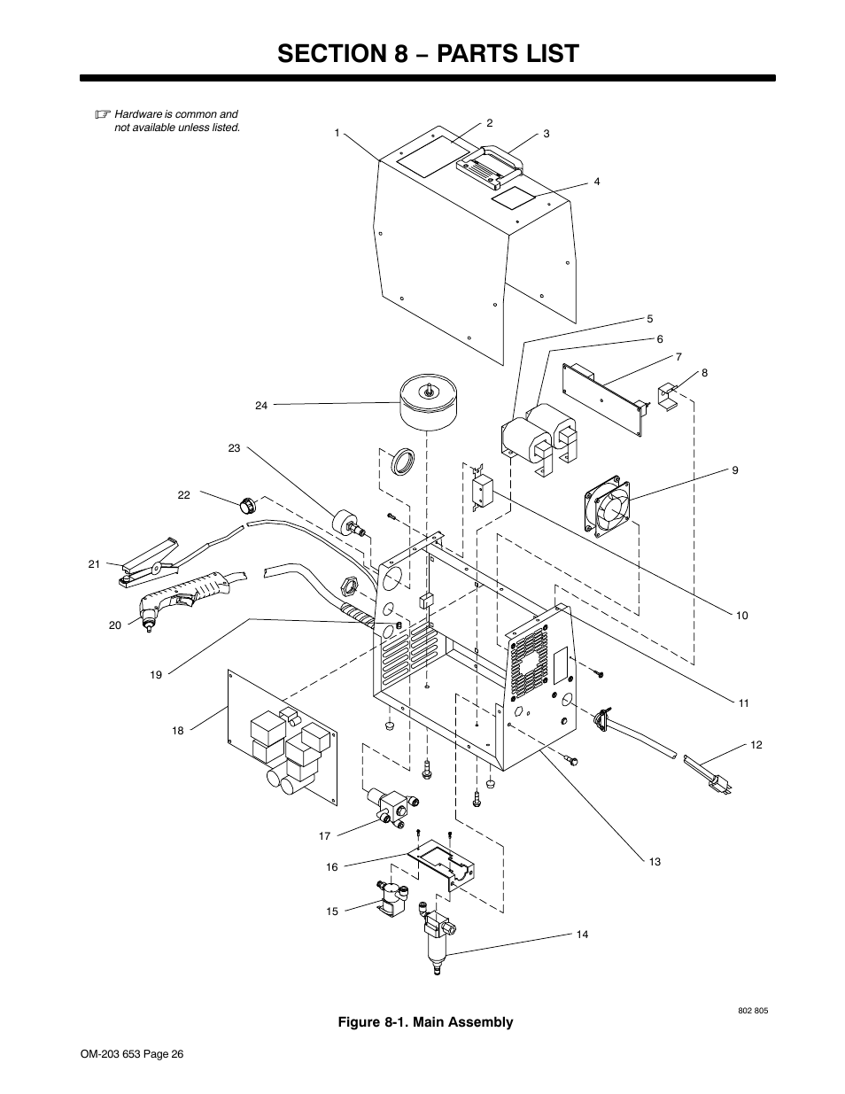 Section 8 − parts list | Hobart Welding Products AIRFORCE ICE-27C User Manual | Page 30 / 36