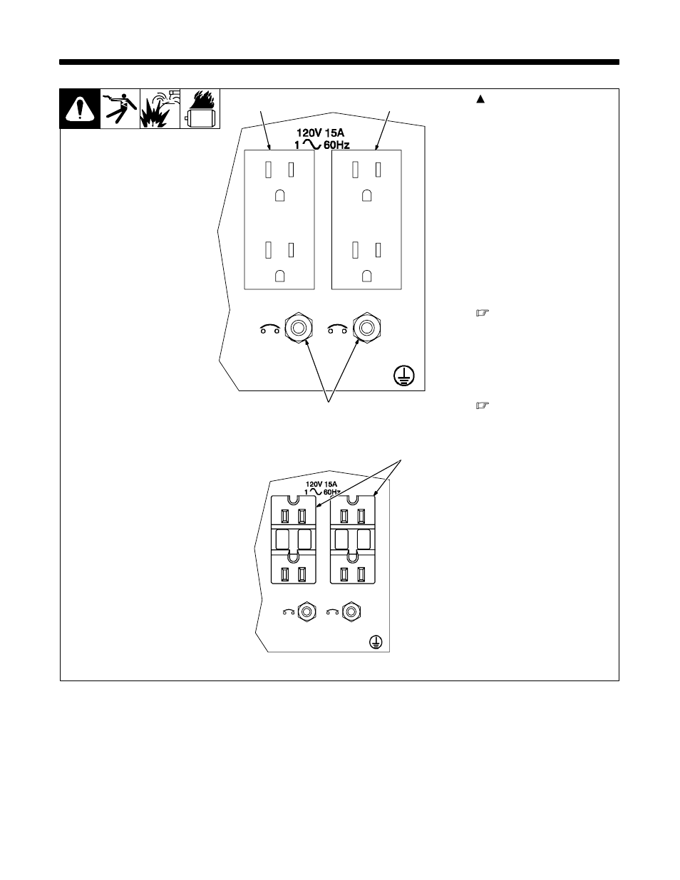 1. 120 volt duplex and optional gfci receptacles | Hobart Welding Products CONTRACTOR 3225D User Manual | Page 24 / 60