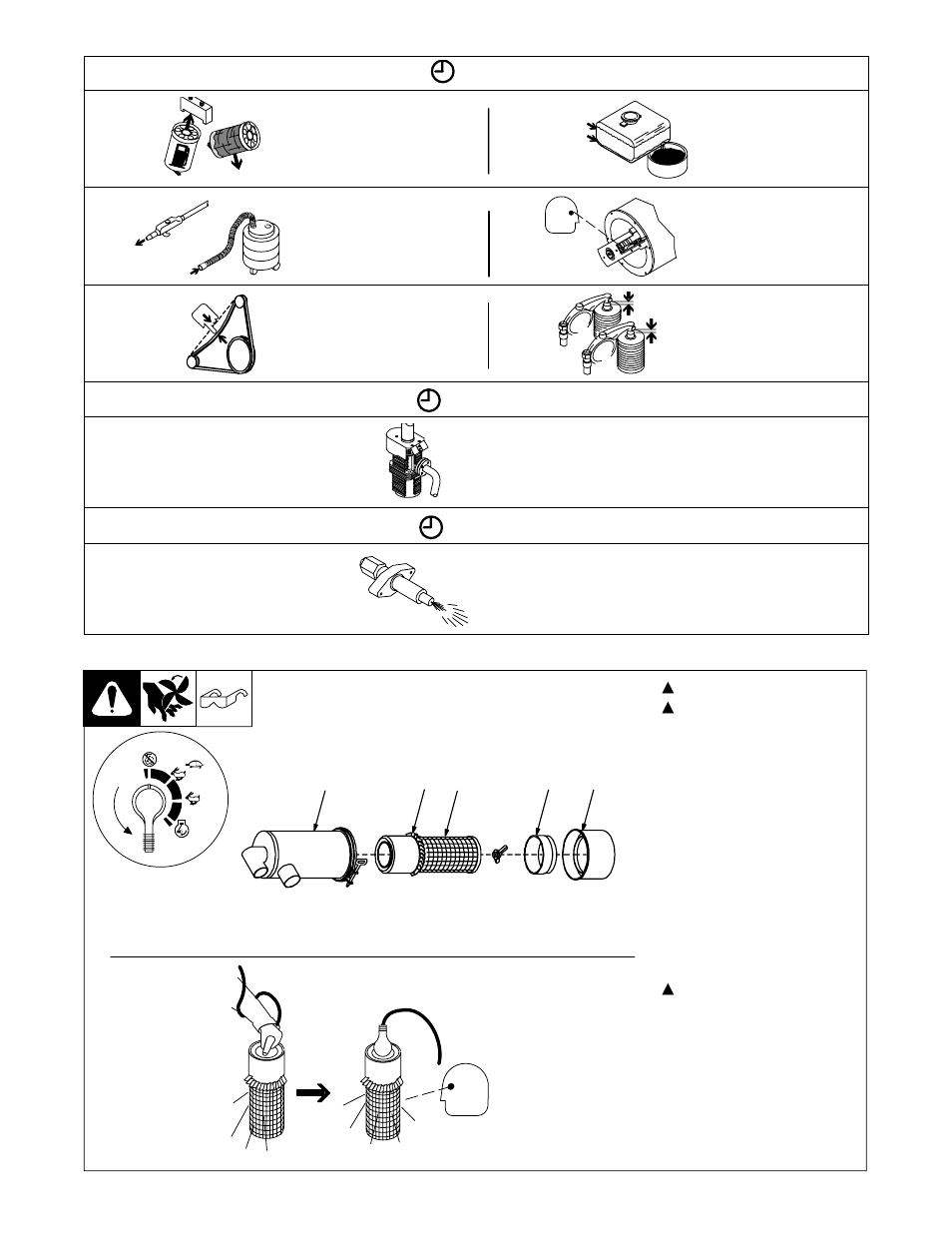 1000 h, 1200 h, 3000 h | 2. servicing air cleaner | Hobart Welding Products POWERPAK OM-478 User Manual | Page 37 / 84