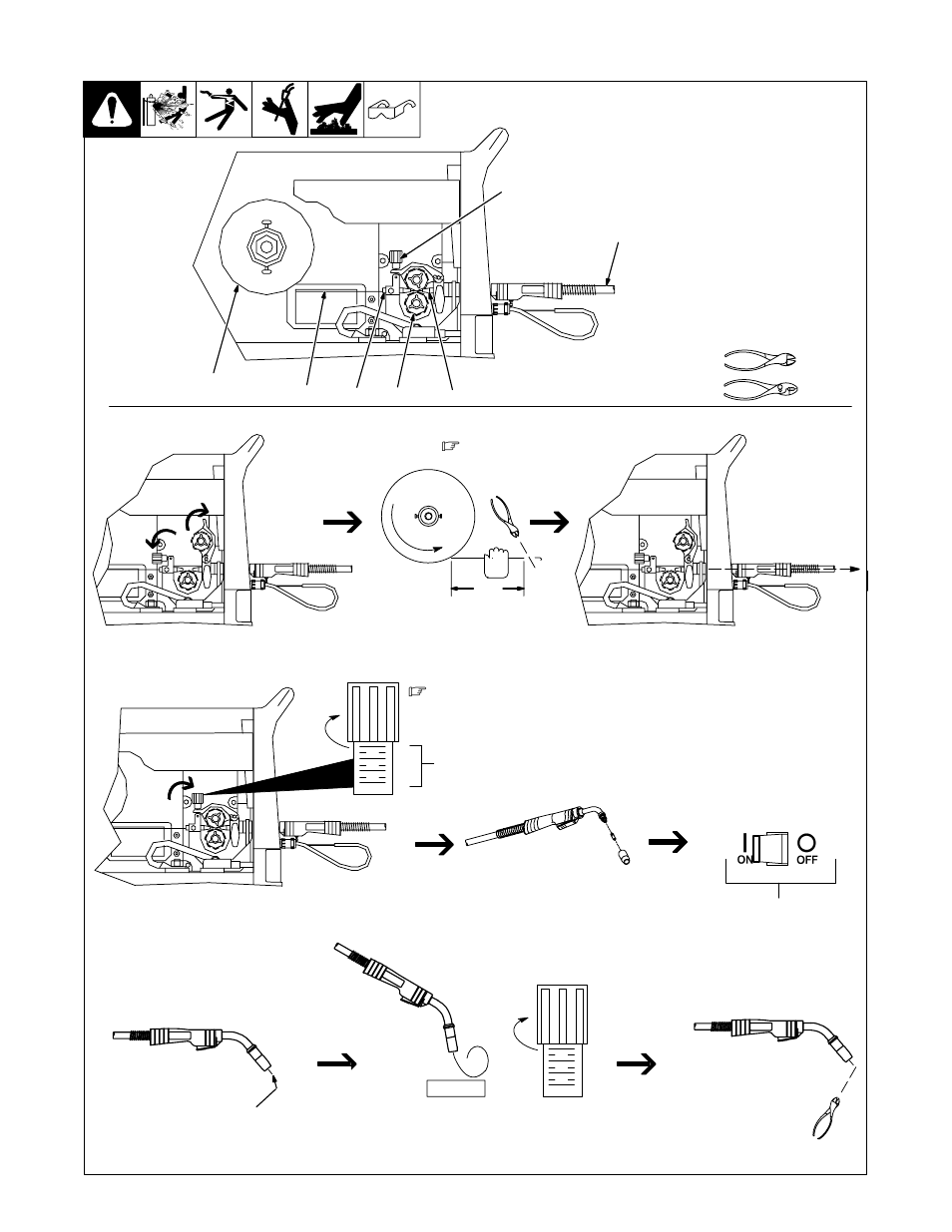 14. threading welding wire | Hobart Welding Products IRONMAN OM-198 683C User Manual | Page 19 / 44