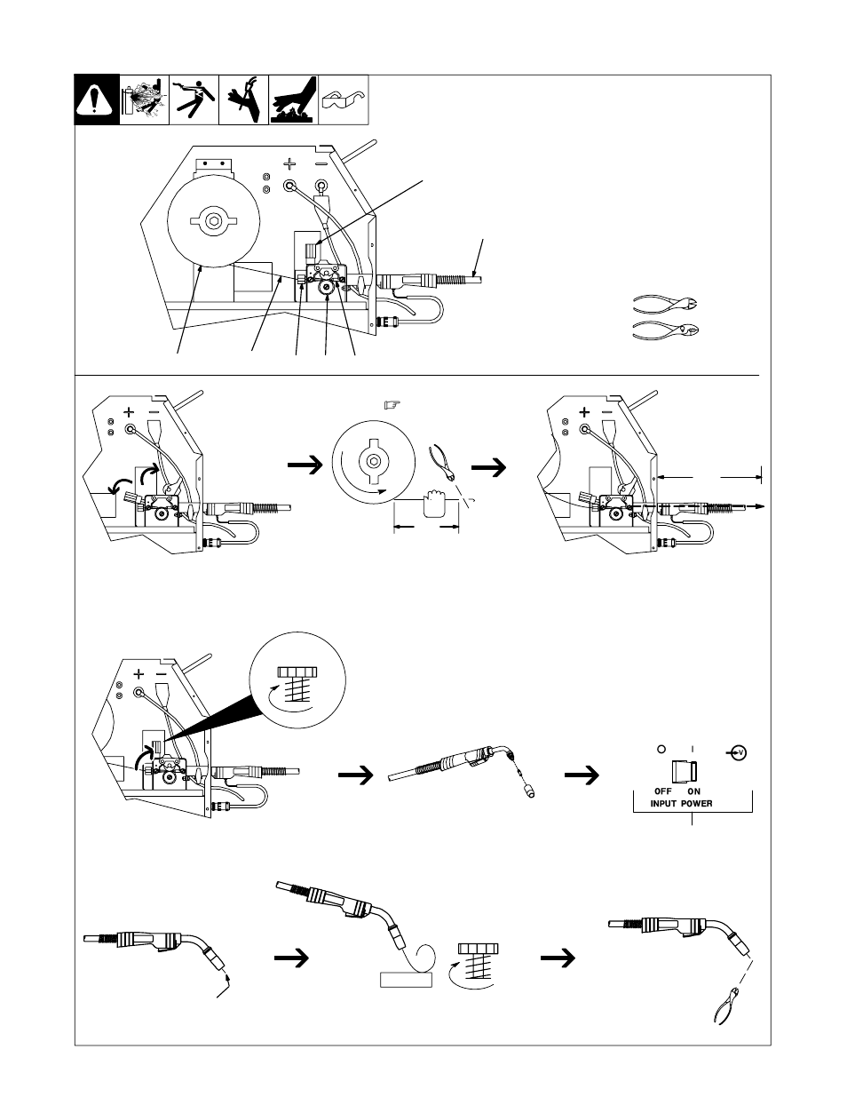 11. threading welding wire | Hobart Welding Products BETA-MIG 1800 User Manual | Page 19 / 36