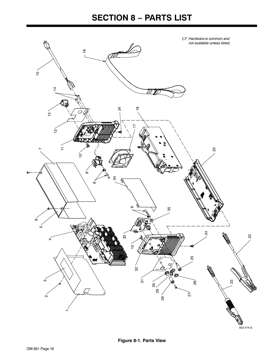 Section 8 − parts list | Hobart Welding Products 150 STI User Manual | Page 18 / 24