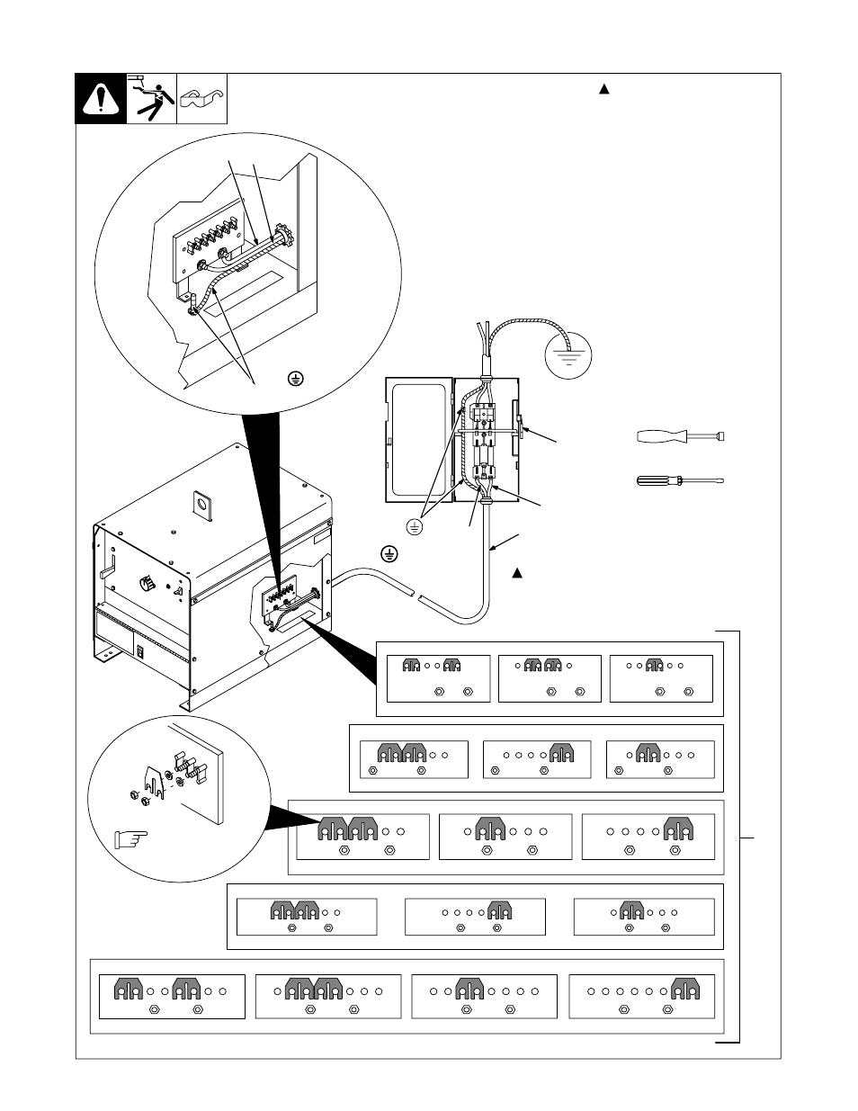 9. placing jumper links and connecting input power | Hobart Welding Products CYBERSTICK OM-314 User Manual | Page 18 / 28