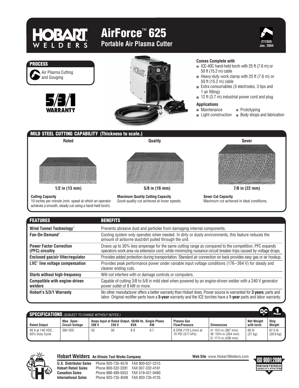 Hobart Welding Products Plasma Cutter User Manual | 2 pages