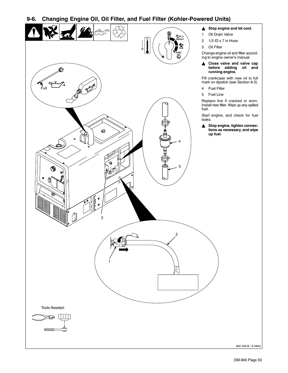 Oil. see section 9-6 | Hobart Welding Products CHAMPION 10 User Manual | Page 37 / 64