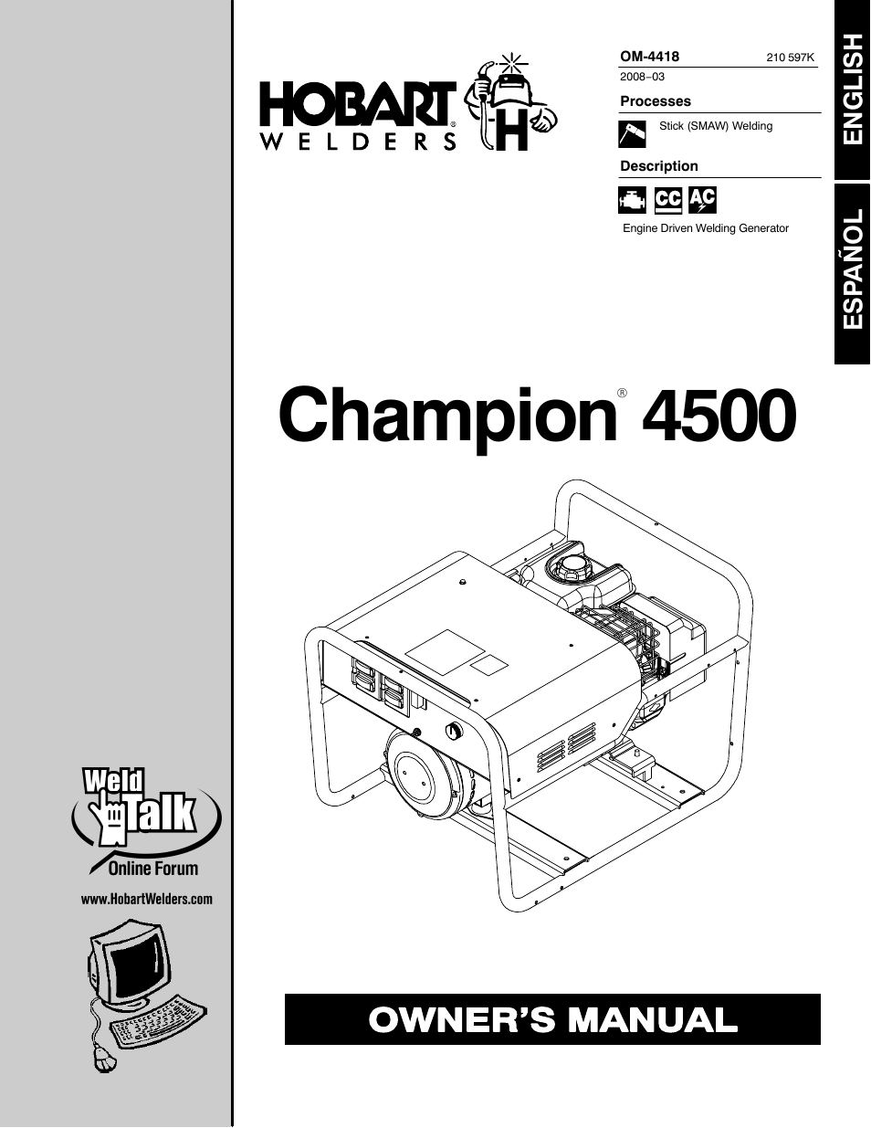 Hobart Welding Products CHAMPION 4500 User Manual | 54 pages