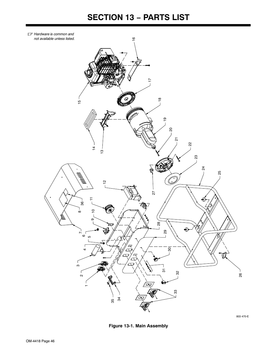 Section 13 − parts list | Hobart Welding Products CHAMPION 4500 User Manual | Page 50 / 54