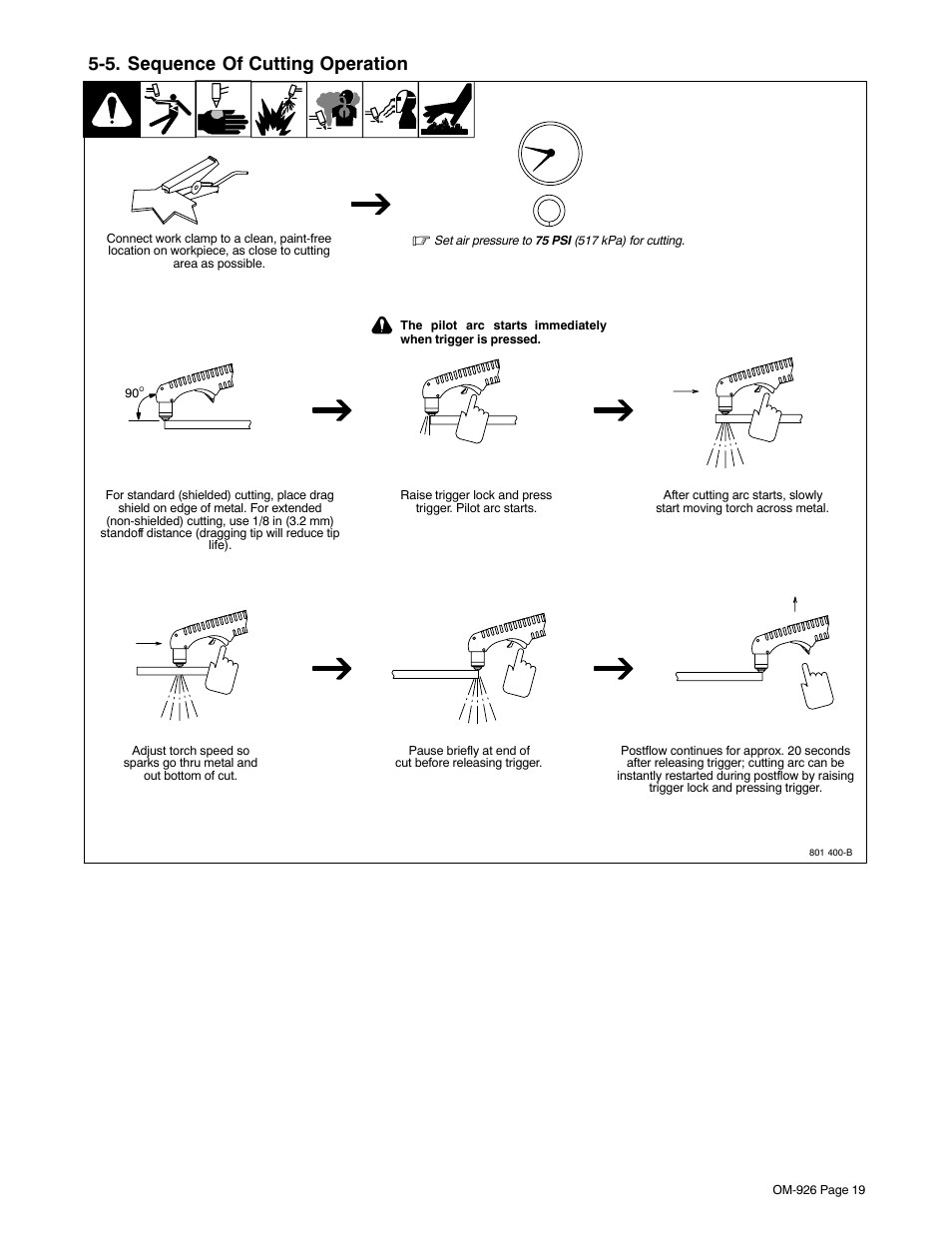 5. sequence of cutting operation | Hobart Welding Products AirForce 625 And ICE-40C Torch User Manual | Page 23 / 40