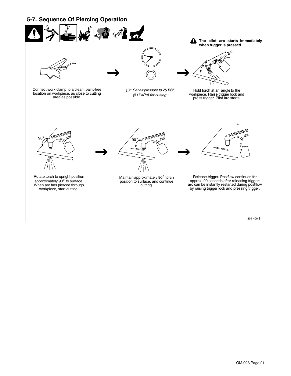 7. sequence of piercing operation | Hobart Welding Products AirForce 625 And ICE-40C Torch User Manual | Page 25 / 40