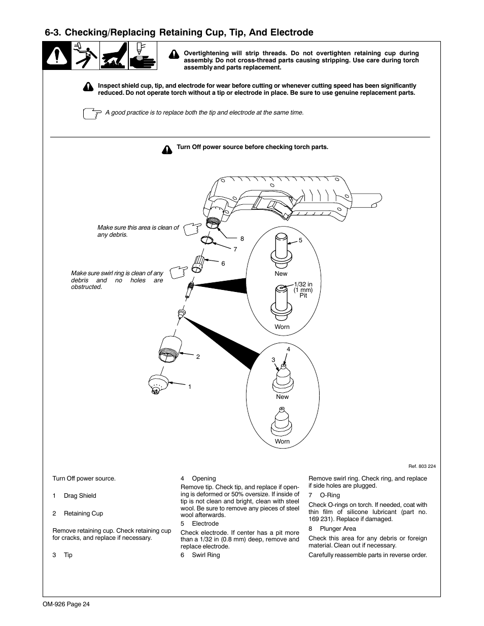 Replaced (see section 6-3 | Hobart Welding Products AirForce 625 And ICE-40C Torch User Manual | Page 28 / 40