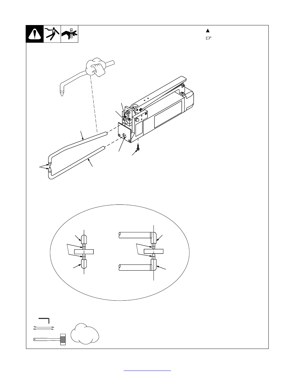 Installing or cleaning tongs, 2. installing or cleaning tongs | Hobart Welding Products HSW 25 User Manual | Page 11 / 24