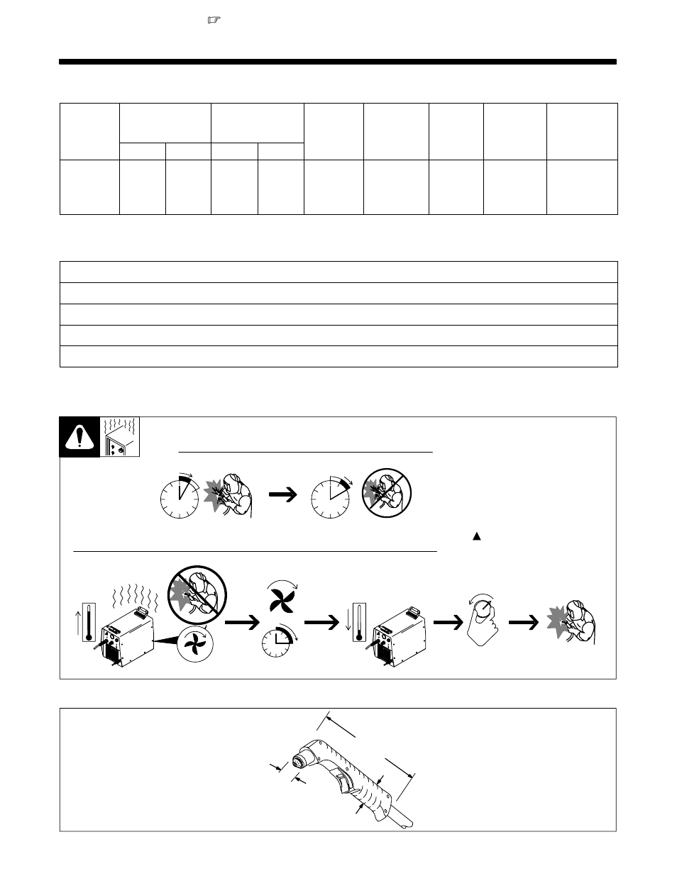 Section 4 − installation, Specifications, Specifications for torch | Duty cycle and overheating, Torch dimensions and weight, 1. specifications, 2. specifications for torch, 3. duty cycle and overheating, 4. torch dimensions and weight | Hobart Welding Products 625 User Manual | Page 14 / 36