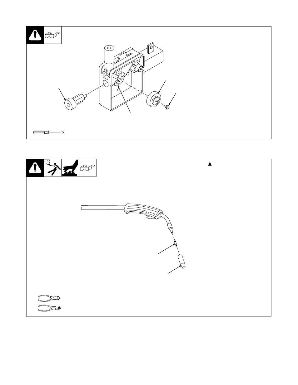 3. replacing drive roll and wire inlet guide, 4. replacing gun contact tip | Hobart Welding Products BETA-MIG 2250 User Manual | Page 23 / 40