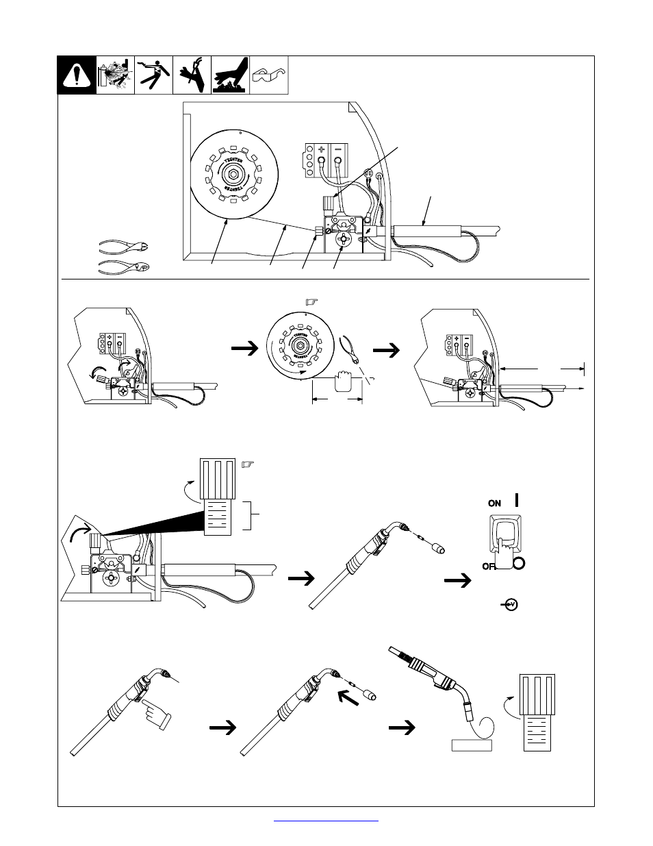 10. threading welding wire | Hobart Welding Products TM-944C User Manual | Page 14 / 48