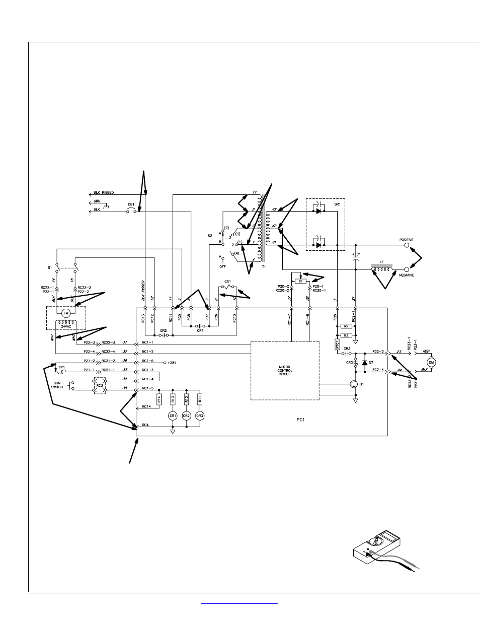 3 for test points and values | Hobart Welding Products TM-944C User Manual | Page 26 / 48