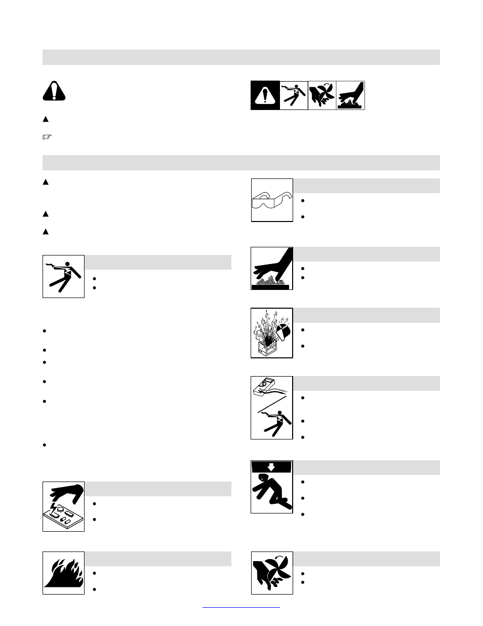 Section 1 − safety precautions for servicing, Symbol usage, Servicing hazards | 1. symbol usage, 2. servicing hazards | Hobart Welding Products TM-944C User Manual | Page 3 / 48