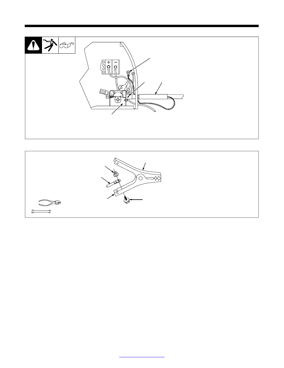 Section 3 − installation, Installing welding gun, Installing work clamp | 1. installing welding gun, 2. installing work clamp | Hobart Welding Products TM-944C User Manual | Page 8 / 48
