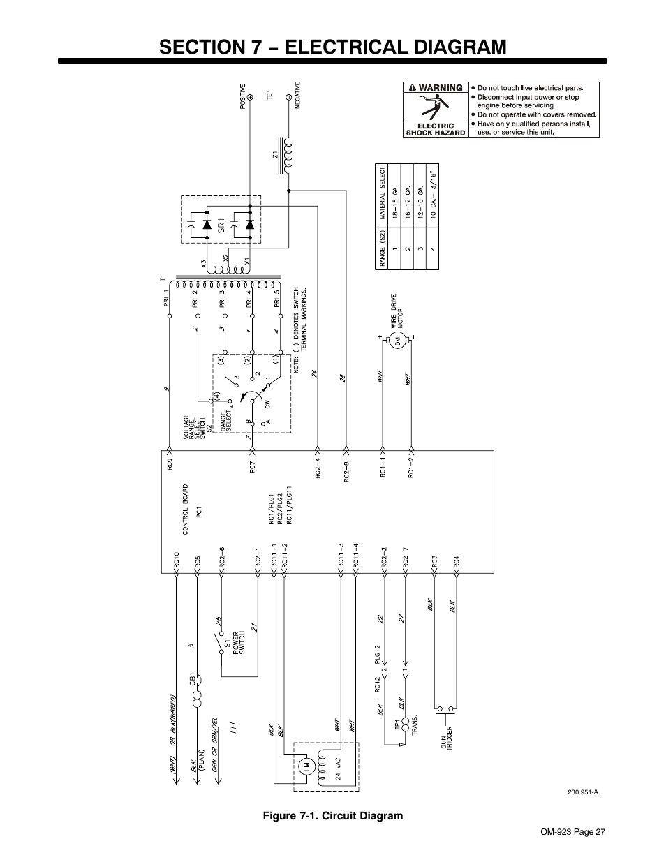 Section 7 − electrical diagram | Hobart Welding Products Handler 125 EZ User Manual | Page 31 / 48