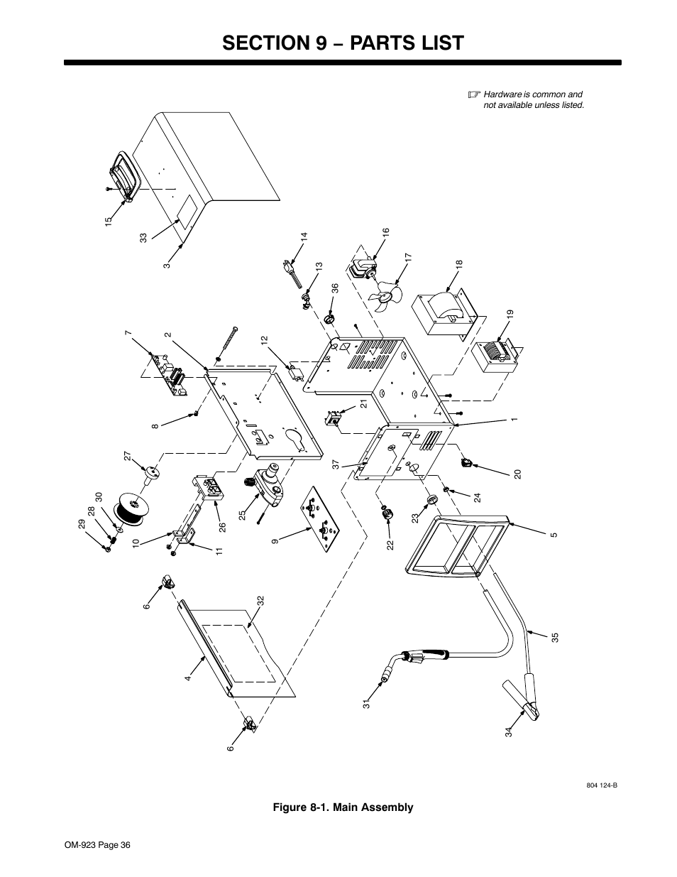 Section 9 − parts list | Hobart Welding Products Handler 125 EZ User Manual | Page 40 / 48