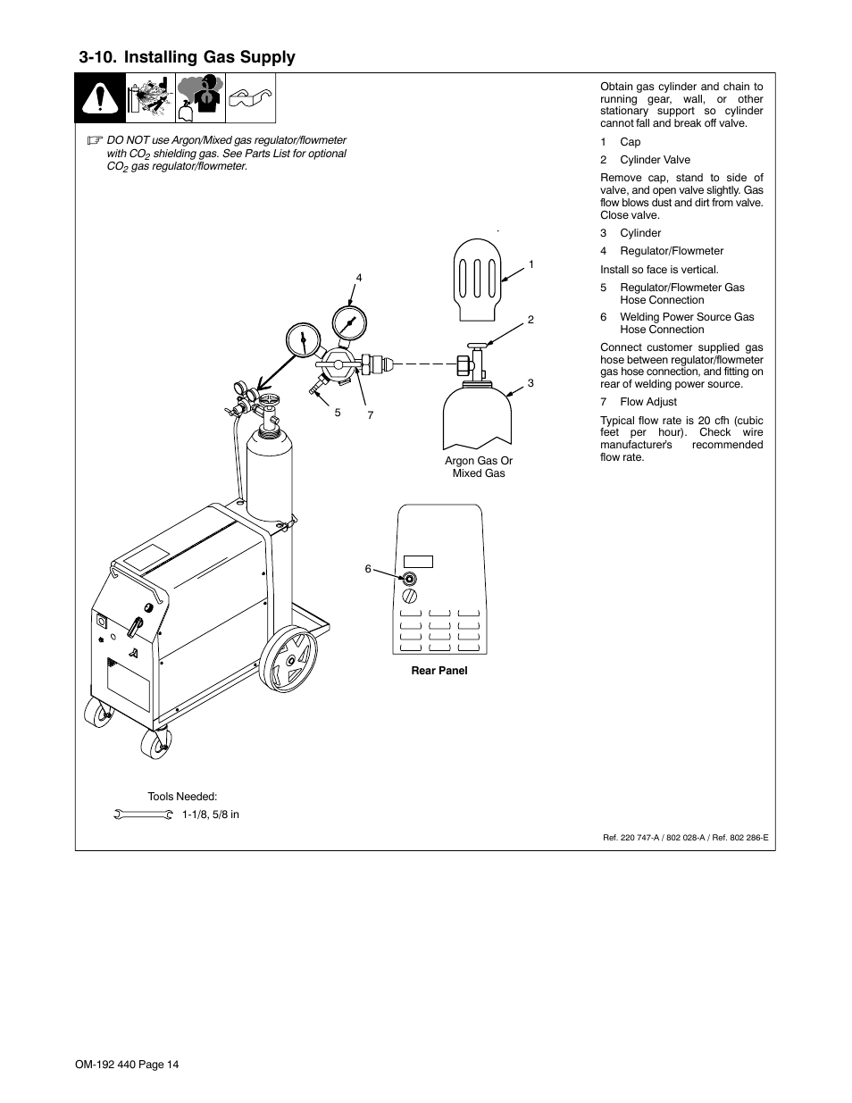 10. installing gas supply | Hobart Welding Products IRONMAN 250 User Manual | Page 18 / 56