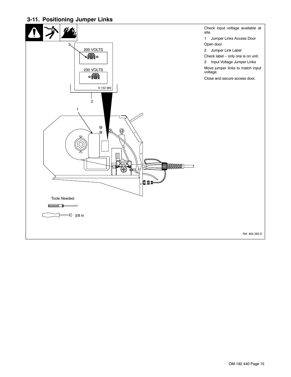 11. positioning jumper links | Hobart Welding Products IRONMAN 250 User Manual | Page 19 / 56
