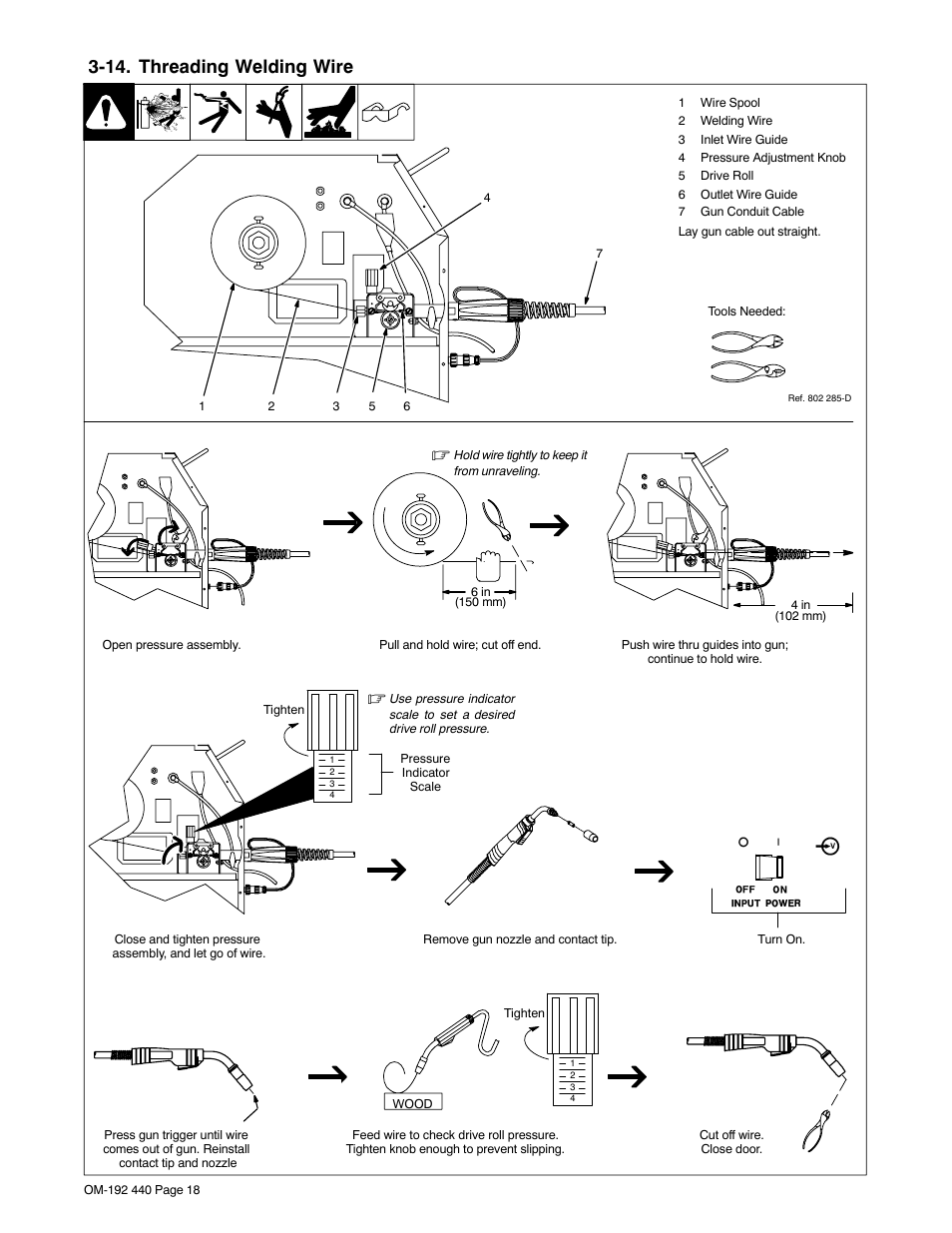 14. threading welding wire | Hobart Welding Products IRONMAN 250 User Manual | Page 22 / 56