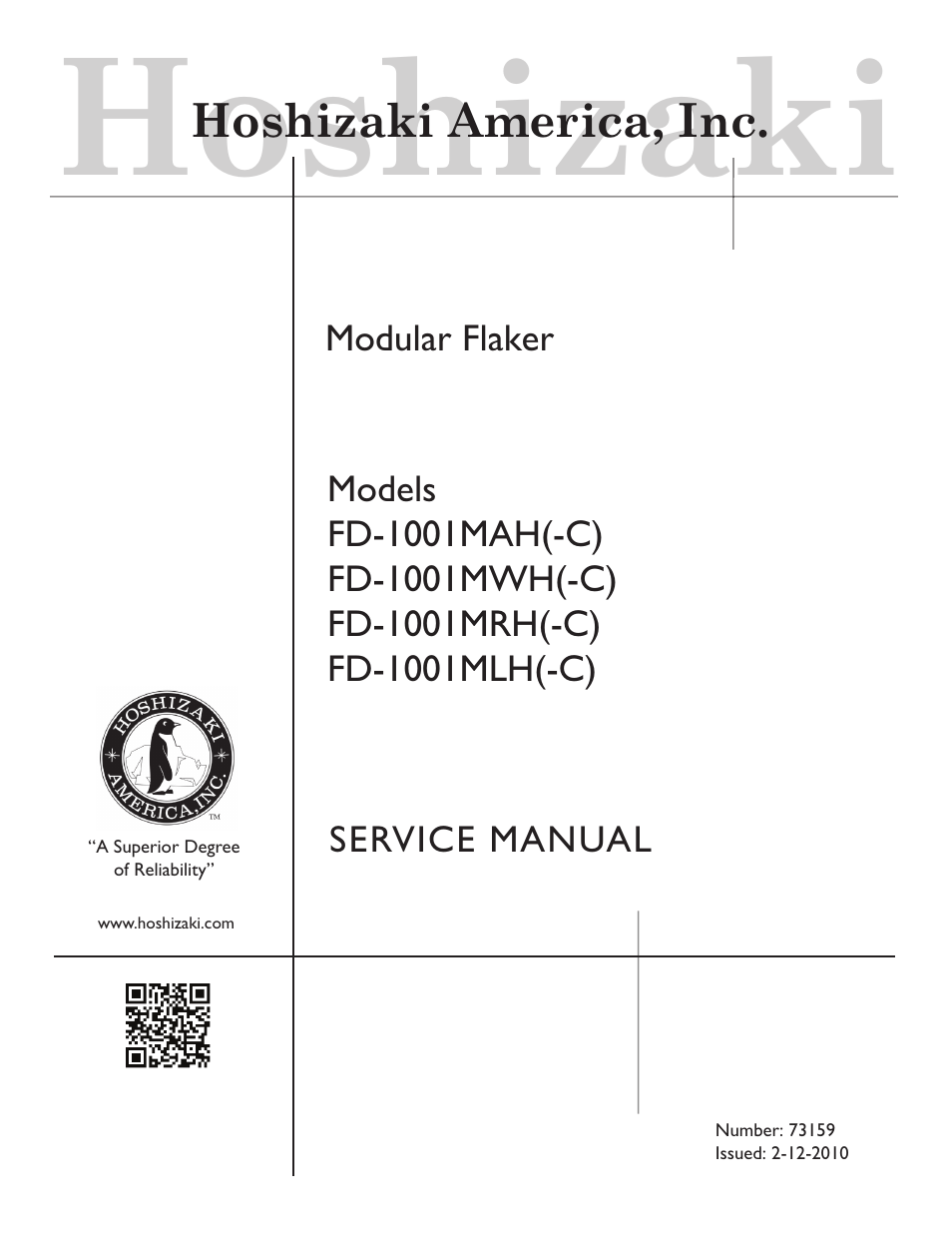 Hoshizaki FD-1001MWH(-C)  EN User Manual | 103 pages