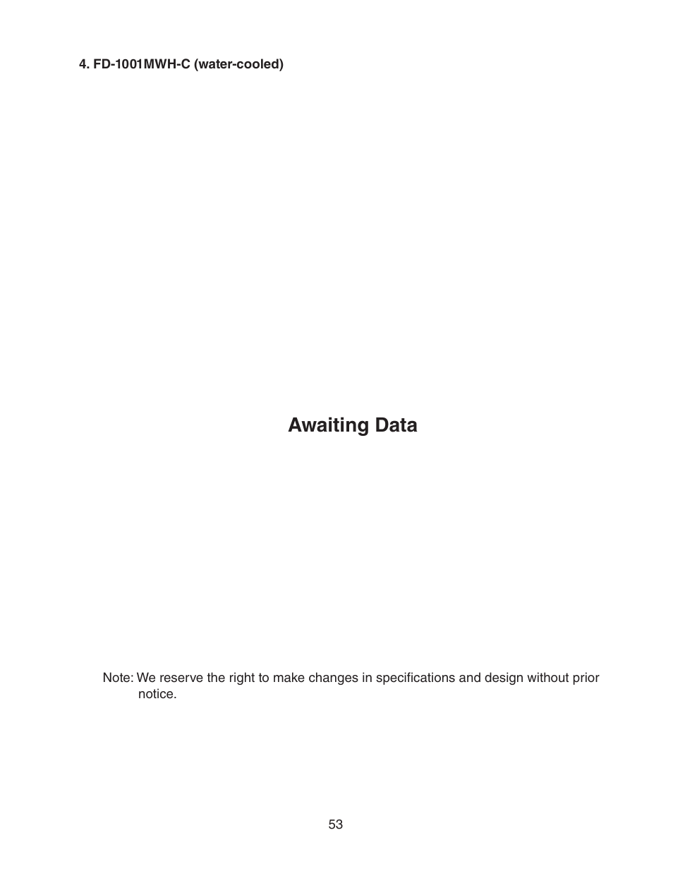 Fd-1001mwh-c (water-cooled), Awaiting data | Hoshizaki FD-1001MWH(-C)  EN User Manual | Page 53 / 103