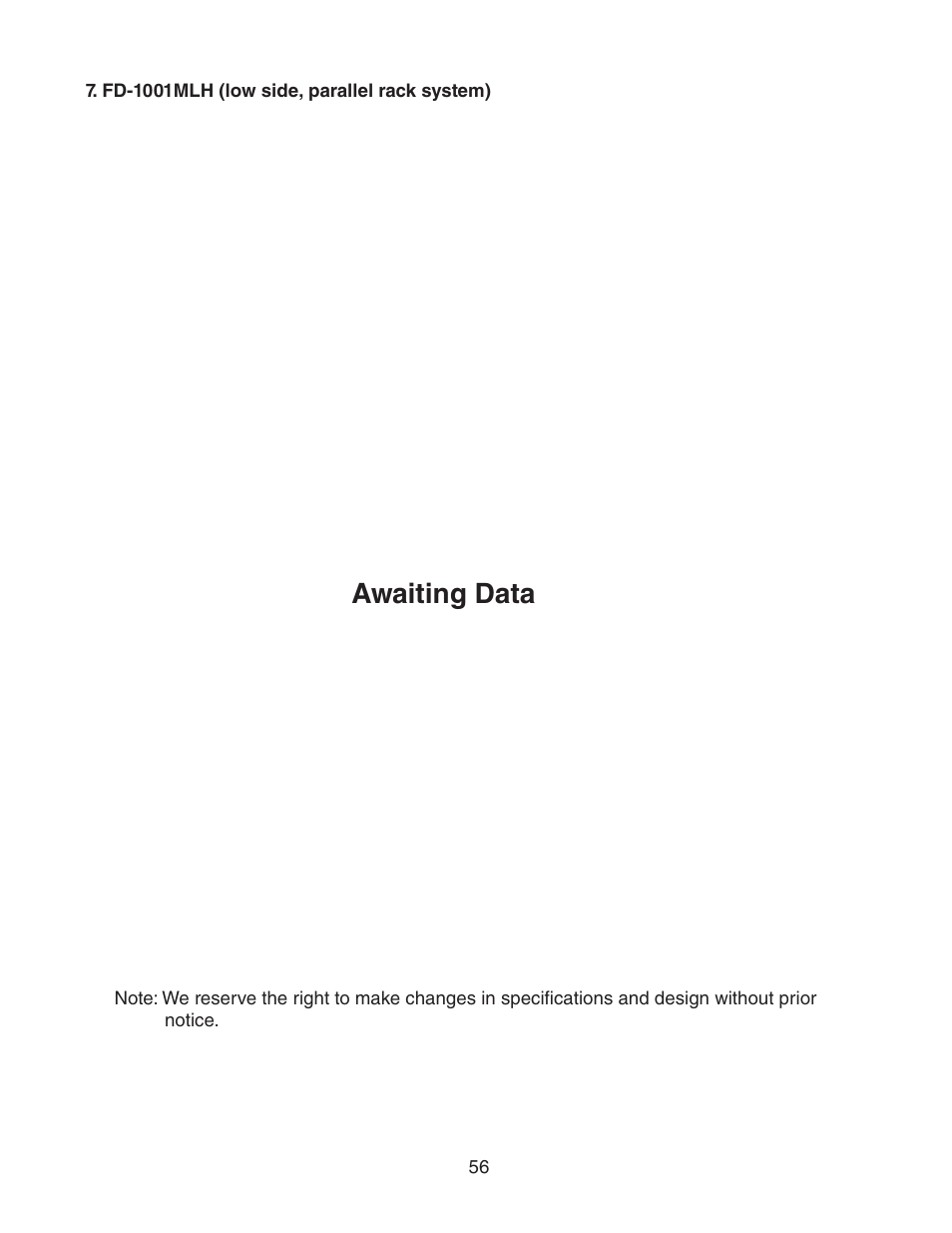 Fd-1001mlh (low side, parallel rack system), Awaiting data | Hoshizaki FD-1001MWH(-C)  EN User Manual | Page 56 / 103