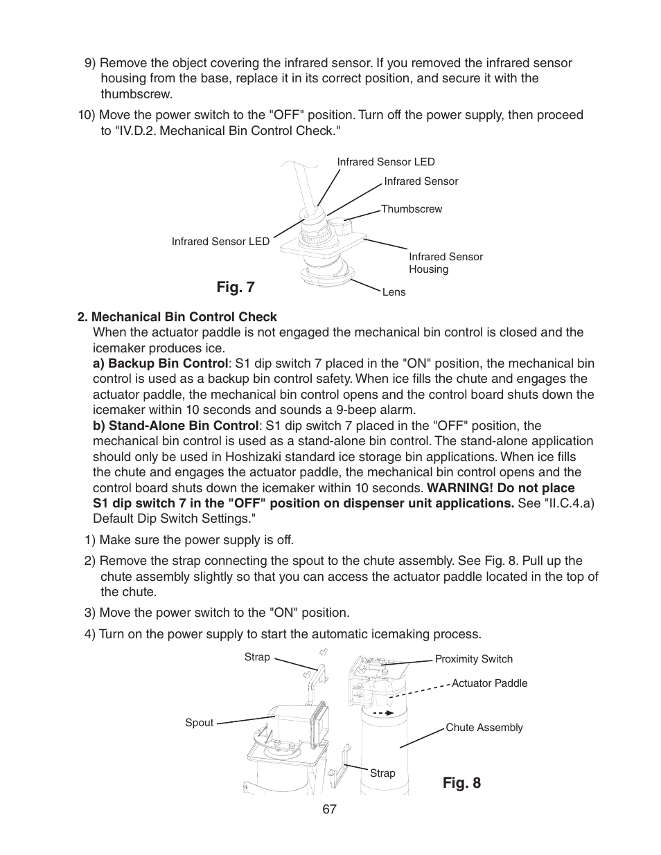 Mechanical bin control check, Fig. 7, Fig. 8 | Hoshizaki FD-1001MWH(-C)  EN User Manual | Page 67 / 103