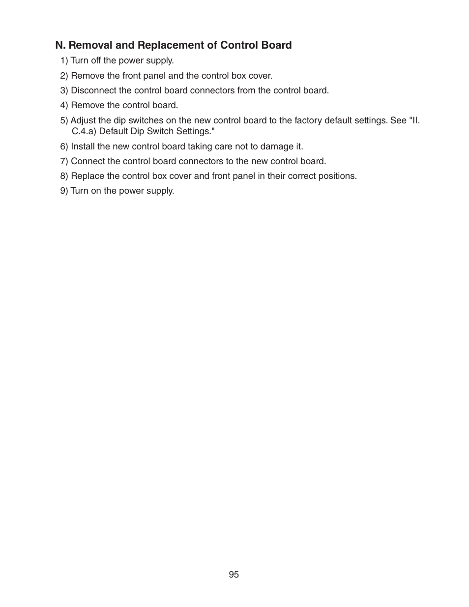 N. removal and replacement of control board | Hoshizaki FD-1001MWH(-C)  EN User Manual | Page 95 / 103