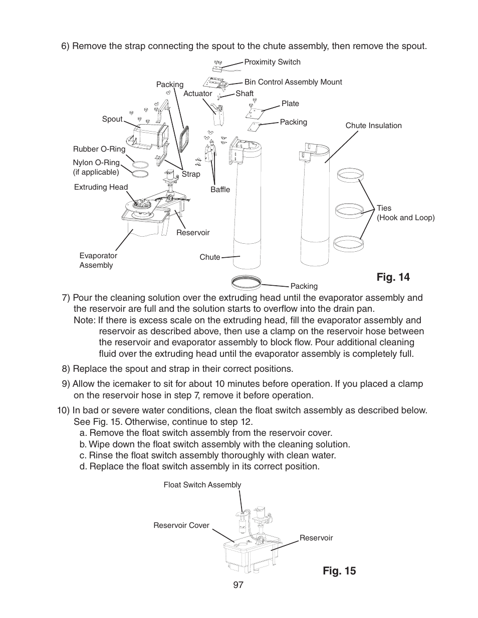 Fig. 14, Fig. 15 | Hoshizaki FD-1001MWH(-C)  EN User Manual | Page 97 / 103