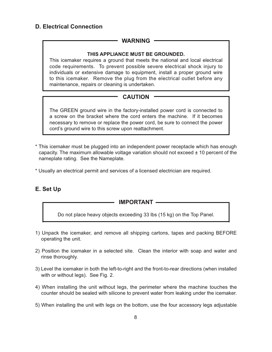 Hoshizaki SELF-CONTAINED CRESCENT CUBER L1F015102 User Manual | Page 11 / 22