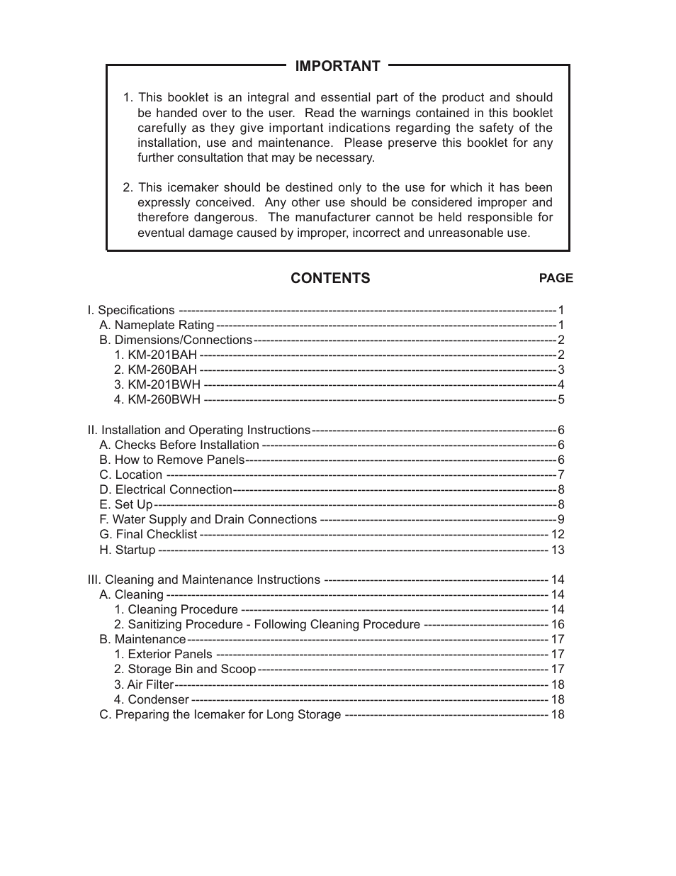 Hoshizaki SELF-CONTAINED CRESCENT CUBER L1F015102 User Manual | Page 3 / 22