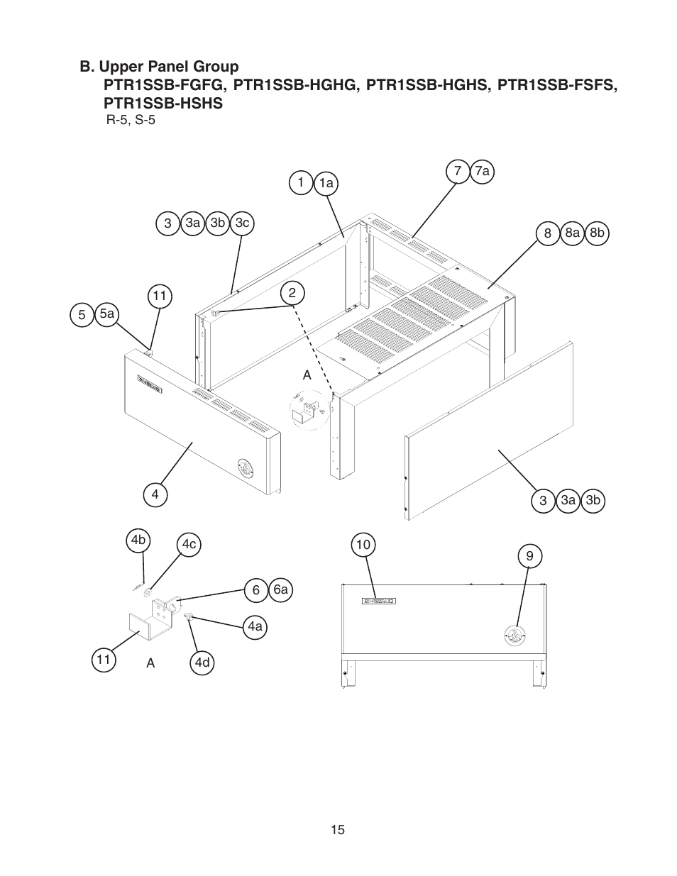 B. upper panel group | Hoshizaki PTR1SSB-FGFG User Manual | Page 15 / 47