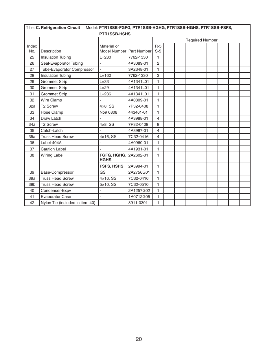 Hoshizaki PTR1SSB-FGFG User Manual | Page 20 / 47