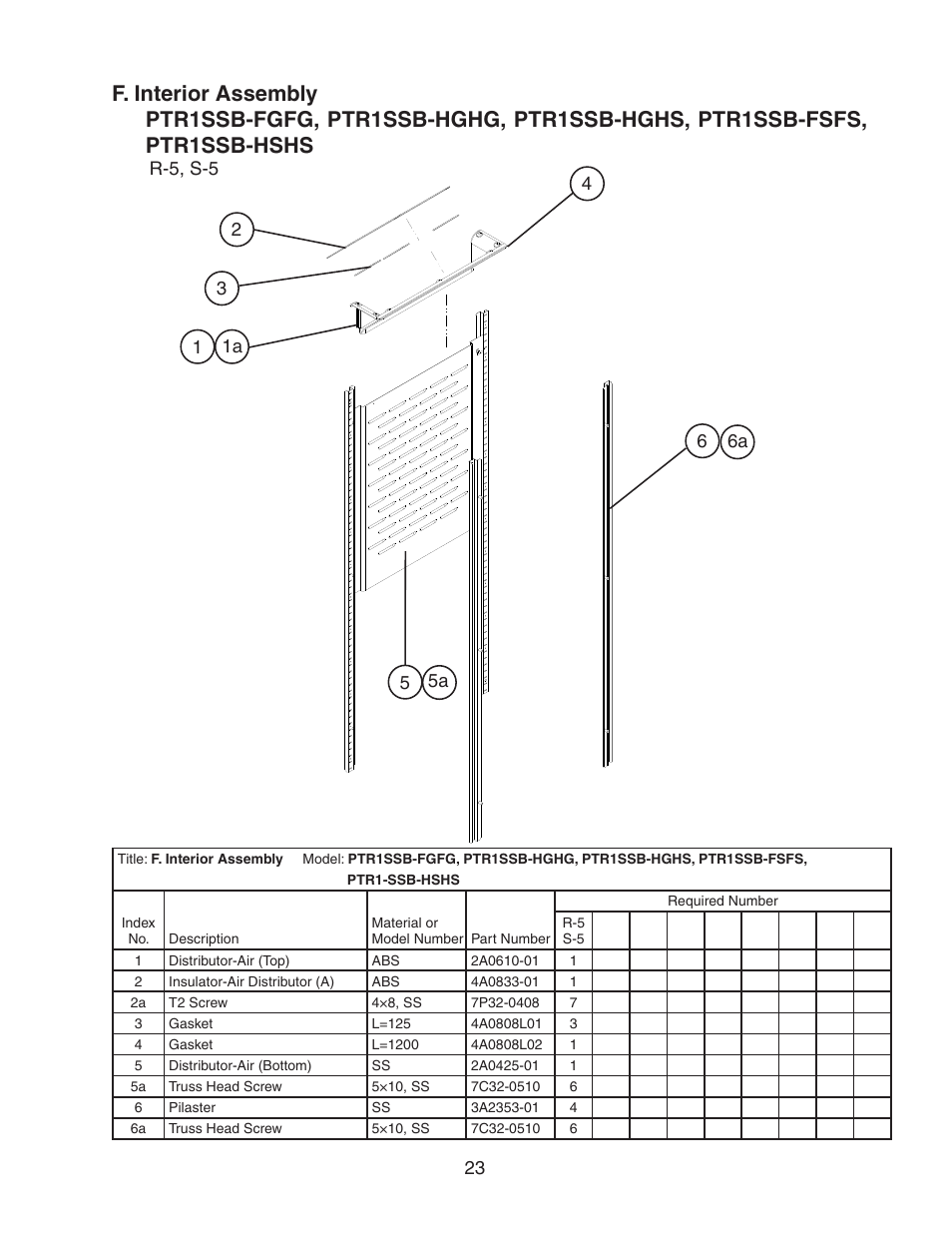 F. interior assembly | Hoshizaki PTR1SSB-FGFG User Manual | Page 23 / 47