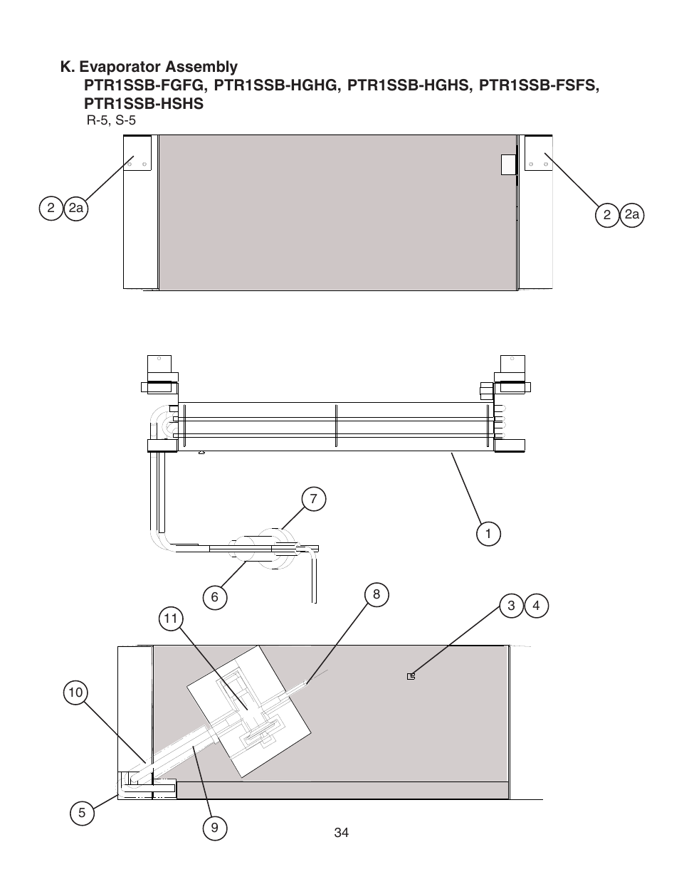 K. evaporator assembly | Hoshizaki PTR1SSB-FGFG User Manual | Page 34 / 47