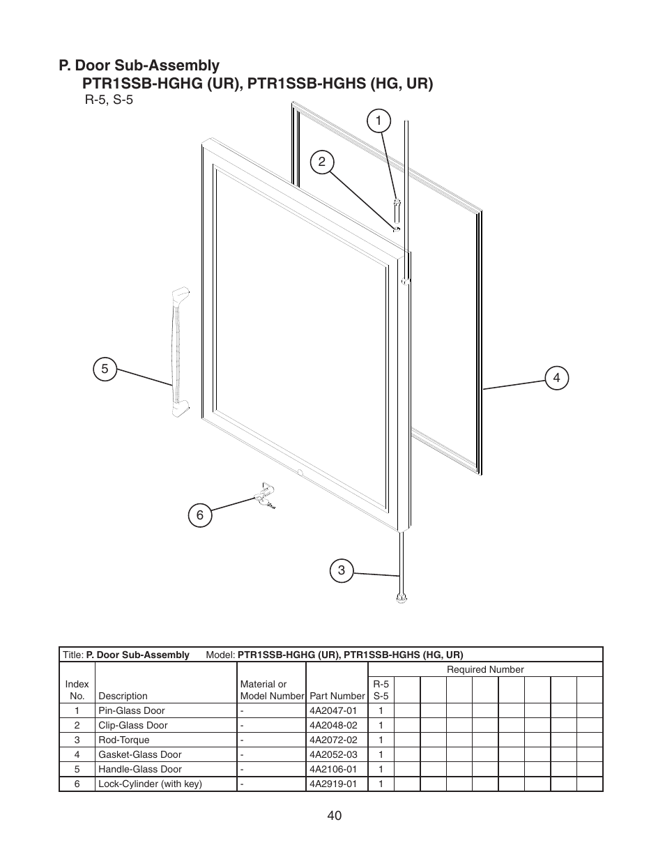 Ptr1ssb-hghg (ur), ptr1ssb-hghs (hg, ur) | Hoshizaki PTR1SSB-FGFG User Manual | Page 40 / 47