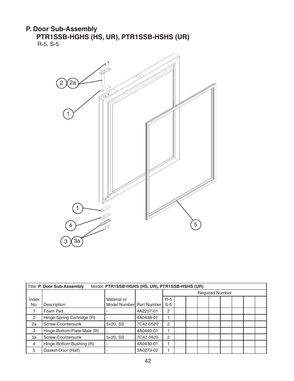 Ptr1ssb-hghs (hs, ur), ptr1ssb-hshs (ur) | Hoshizaki PTR1SSB-FGFG User Manual | Page 42 / 47