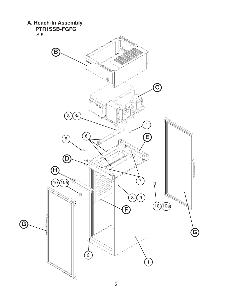 A. reach-in assembly, Ptr1ssb-fgfg | Hoshizaki PTR1SSB-FGFG User Manual | Page 5 / 47